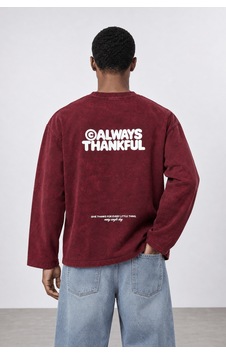 Respire Erkek Always Baskılı Yıkamalı Oversize Long Sleeve Bordo Respire Erkek Always Baskılı Yıkamalı Oversize Long Sleeve Bordo