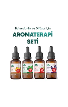 Arifoğlu Aromaterapi 4'lü Uçucu Yağ Seti Portakal Lavanta Okaliptus Nane Yağı Buhurdanlık Difüzör İçin %100 Saf Bitkisel Esansiyel Yağ Seti 4x20 Ml 80 G