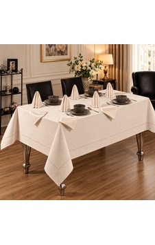 King Cotton Tabe Excluseıve Masa Örtüsü Seti 9 Parça 160x220 Açık Bej King Cotton Tabe Excluseıve Masa Örtüsü Seti 9 Parça 160x220 Açık Bej