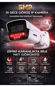 Ip Kamera 5mp Ultra Hd Network Güvenlik Kamerası - H.265+ - Onvife - Poe - Dahili Sesli - 9 Ir Led Ip Kamera 5mp Ultra Hd Network Güvenlik Kamerası - H.265+ - Onvife - Poe - Dahili Sesli - 9 Ir Led