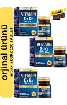 D3k2 120 Tablet 3'lü - 1000 Iu D3 Vitamini, 25 Mcg K2 Vitamini D3k2 120 Tablet 3'lü - 1000 Iu D3 Vitamini, 25 Mcg K2 Vitamini