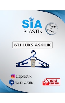 Sia Plastik Lüks Askı - 6 Adet Mavi Sia Plastik Lüks Askı - 6 Adet Mavi