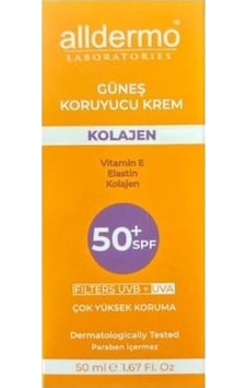 Alldermo Kolojen İçerikli Koruyucu Güneş Kremi SPF50+ 50 ML