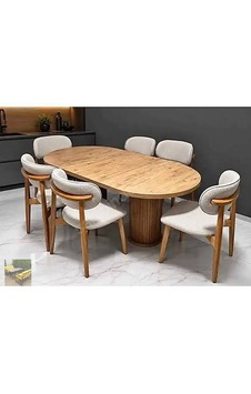 Bohem Yemek Masası Ve Sandalyeleri 170x80 Masa Gri