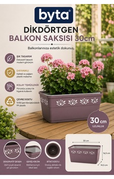 30 Cm Dikdörtgen Balkon Saksısı Dekoratif Plastik Çiçek Ve Bitki Saksısı Karışık Renk Gönderilir