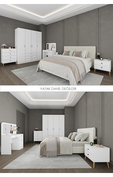 Yatak Odası Takımı 5 Parça %100 Mdf Gardırop Şifonyer Makyaj Masası Komodin Ytk03 Yatak Odası Takımı 5 Parça %100 Mdf Gardırop Şifonyer Makyaj Masası Komodin Ytk03