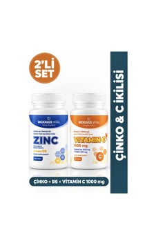 Hotay Nutrition Wooggs Vital Çinko Pikolinat Bisglisinat B6 120 Tablet + Vitamin C 1000 Mg 120 Tablet 2'li Set