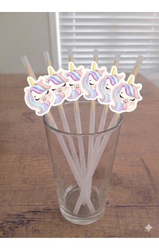 12li Unicorn Temalı Konsept Cupcake Kürdan Süsü Ve Parti Pipeti Seti. Beyaz 12li Unicorn Temalı Konsept Cupcake Kürdan Süsü Ve Parti Pipeti Seti. Beyaz
