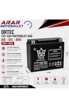 Ytx5a-bs/12v-5ah Motosiklet Yatık Akü Dio-sfc-bws Ortec 1 Adet Ytx5a-bs/12v-5ah Motosiklet Yatık Akü Dio-sfc-bws Ortec 1 Adet
