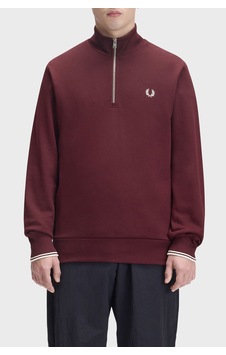Fred Perry Logolu Pamuklu Yarım Fermuarlı Sweat Erkek Sweat M3574 64a Bordo