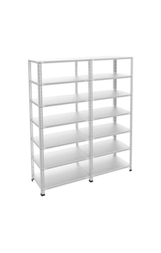 7 Katlı Duble 2'li Galvaniz Çelik Raf - Depo, Arşiv, Kiler, Dosya, Market Rafı 31x60x200cm Gri