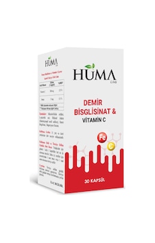 Hüma Demir Bisglisinat & Vitamin C 30 Kapsül Naturalive Hüma Demir Bisglisinat & Vitamin C 30 Kapsül Naturalive