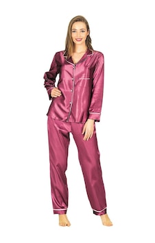 Sistina Bayan Mor Saten Uzun Kollu Pijama Takımı 1613 Mor Sistina Bayan Mor Saten Uzun Kollu Pijama Takımı 1613 Mor