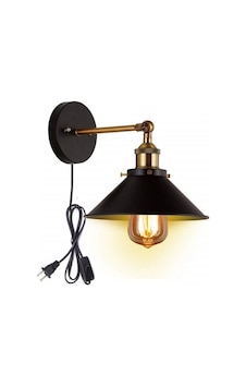 Riolight Retro Mafsallı Fişli Kablolu Metal Duvar Aplik Çap:22Cm Siyah Riolight Retro Mafsallı Fişli Kablolu Metal Duvar Aplik Çap:22Cm Siyah