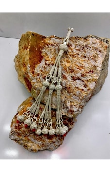 Geleneksel Kazaziye Gümüş Püskül Dokuzlu Kırmızı