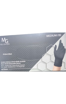 Mg Gloves Elmas Dokulu Siyah Nitril Eldiven Medium 8 50 Adet