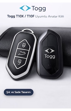 Togg T10x T10f Anahtar Kılıfı Aksesuar Siyah-gümüş Togg T10x T10f Anahtar Kılıfı Aksesuar Siyah-gümüş