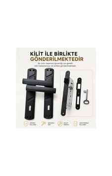 Lüx Lama Aynalı Kapı Kolu Oda Mat Siyah Ve40mm Siyah Sessiz Kilit