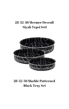 Bonera Montella 3'lü Mermer Desenli Si Yah - Beyaz Tepsi 28-32-36 Cm Siyah Bonera Montella 3'lü Mermer Desenli Si Yah - Beyaz Tepsi 28-32-36 Cm Siyah