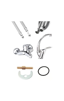 Armilla 2 Li Set Banyo Ve Mix Kuğu Banyo Lavabo Musluğu Çemesi Bataryası Sıcak Soğuk Çift Su Girişli Diğer