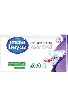 Mavi Beyaz Pedextra Large(Büyük) Beden 30'Lu Paket Hasta Alt Bezi Mavi Beyaz Pedextra Large(Büyük) Beden 30'Lu Paket Hasta Alt Bezi