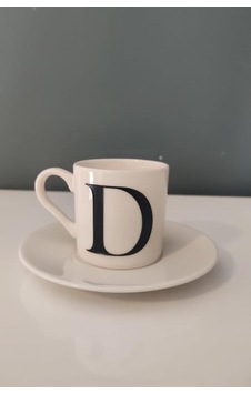 Decorıum Kum D Harfli Kahve Fincanı Beyaz Decorıum Kum D Harfli Kahve Fincanı Beyaz