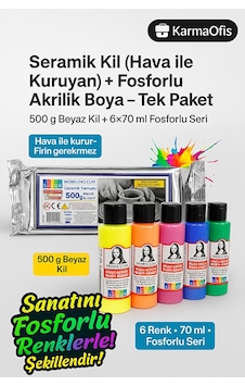 Seramik Kil 500 G + Fosforlu Akrilik Boya Seti 6 70 Ml Hobi Mod Seramik Kil 500 G + Fosforlu Akrilik Boya Seti 6 70 Ml Hobi Mod