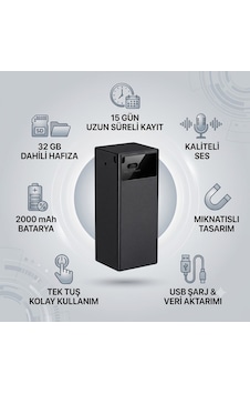 Mıknatıslı Mini Ses Kayıt Cihazı 32 Gb Dahili Hafıza İle 15 Gün Kayıt Özelliği Mıknatıslı Mini Ses Kayıt Cihazı 32 Gb Dahili Hafıza İle 15 Gün Kayıt Özelliği