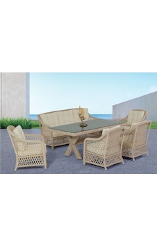 Masstaş Aura Rattan Bahçe Oturma Grubu Beyaz