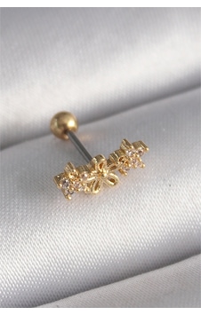 316l Çelik Gold Renk Zirkon Taşlı Çiçek Tragus Piercing 316l Çelik Gold Renk Zirkon Taşlı Çiçek Tragus Piercing