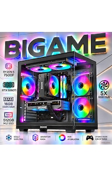 Bigame PARADISE-V5 R5-7500F 16 GB 512 GB M2 SSD RTX5060Ti Free Dos Masaüstü Oyuncu Bilgisayarı Bigame PARADISE-V5 R5-7500F 16 GB 512 GB M2 SSD RTX5060Ti Free Dos Masaüstü Oyuncu Bilgisayarı