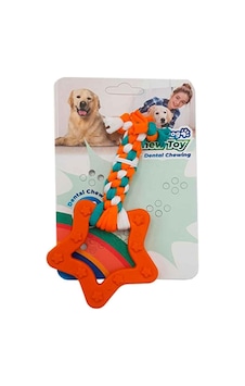 Eurodog Plus Yıldız Şekilli Köpek Diş Kaşıma İpi Turuncu 14.5 CM