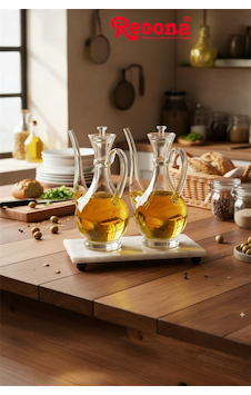Reoona Mermer Stantlı Borosilikat Cam Glorry Yağlık 700 Ml+700 Ml Şeffaf - Şeffaf Reoona Mermer Stantlı Borosilikat Cam Glorry Yağlık 700 Ml+700 Ml Şeffaf - Şeffaf