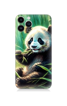 Apple Uyumlu iPhone 14 Pro  Panda Yaprak Desenli Silikon Kılıf