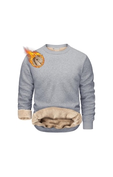 Ghassy Co. Erkek Ultra Termal Sherpa Peluş Astarlı Bisiklet Yaka Sweatshirt GRİ MELANJ Ghassy Co. Erkek Ultra Termal Sherpa Peluş Astarlı Bisiklet Yaka Sweatshirt GRİ MELANJ