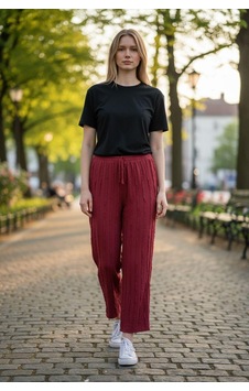Eren Style Kadın Geniş Paça Pantolon Bordo Eren Style Kadın Geniş Paça Pantolon Bordo