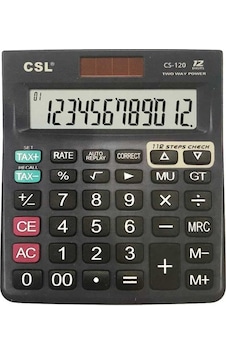 Csl Cs-120 12 Hane Masa Tipi İşlem Kontrollü Hesap Makinesi Siyah Csl Cs-120 12 Hane Masa Tipi İşlem Kontrollü Hesap Makinesi Siyah