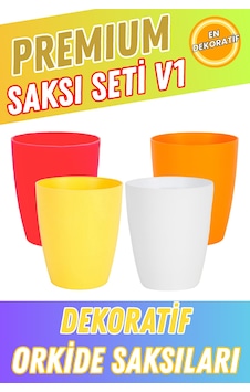 Premium Saksı Seti V1 4 Lü Dekoratif Orkide Saksısı 1,25 L Beyaz, Turuncu, Kırmızı, Sarı Premium Saksı Seti V1 4 Lü Dekoratif Orkide Saksısı 1,25 L Beyaz, Turuncu, Kırmızı, Sarı