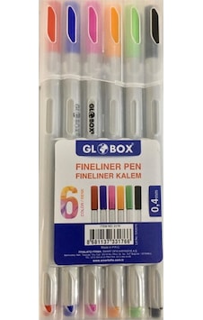 Globox Fineliner Kalem 6 Lı Plastik Kutu 0.4Mm