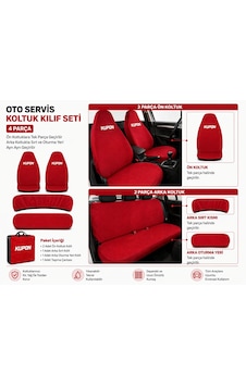 Günaks 4 Parça Oto Servis Koltuk Kılıf Seti Kırmızı Yazılı Ön Tek Parça, Arka Ayrı Sırt & Oturma, Evrensel Uyumlu, Yıkanabilir Pamuklu Kumaş 01 Günaks 4 Parça Oto Servis Koltuk Kılıf Seti Kırmızı Yazılı Ön Tek Parça, Arka Ayrı Sırt & Oturma, Evrensel Uyumlu, Yıkanabilir Pamuklu Kumaş 01