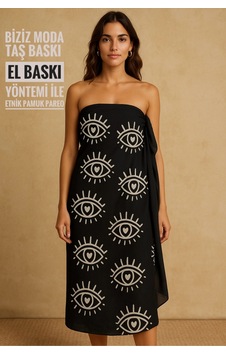 Bizizmoda El Yapımı Özel Tasarım El Baskı Yöntemi Pareo Her Bedene Uyumlu Siyah Bizizmoda El Yapımı Özel Tasarım El Baskı Yöntemi Pareo Her Bedene Uyumlu Siyah