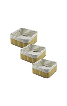 Pablıto Home Pbt-596 Organizer Sepet 25x25x11.5 -20.5x20.5x9.7 -17x17x7.7cm 3 Boy Kare Bezli - 20'li Paket