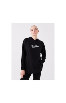 LC Waikiki Lcwaıkıkı Basic Siyah Baskılı Uzun Kollu Oversize Kadın Hoodie Black LC Waikiki Lcwaıkıkı Basic Siyah Baskılı Uzun Kollu Oversize Kadın Hoodie Black