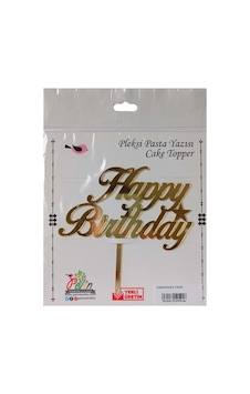 Happy Birthday Yazılı Aynalı Pleksi Altın Gold Happy Birthday Yazılı Aynalı Pleksi Altın Gold