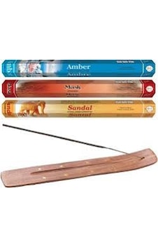 Flute Sandal + Amber + Musk + Tütsü Tahtası 3 x 20'li Çubuk Flute Sandal + Amber + Musk + Tütsü Tahtası 3 x 20'li Çubuk