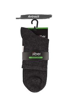 Jiber Erkek Bambu Uzun Lastiksiz Şeker Çorap 5999 - 12 Adet Antrasit