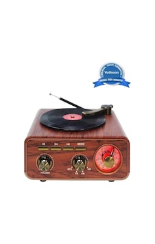 Mini & Midi Müzik Seti Nostaljik Tasarım Plak Çalar Görünümlü Radyolu Bluetooth Hoparlör Retro Müzik Plak