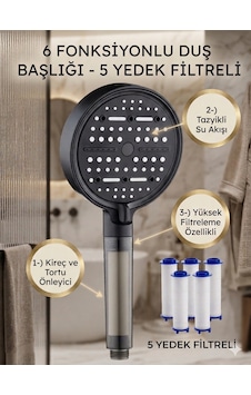 Nova Filtreli Duş Başlığı 5 Yedek Filtre Su Arıtmalı, Klor Ve Kireç Önleyici, Yüksek Basınçlı Siyah Nova Filtreli Duş Başlığı 5 Yedek Filtre Su Arıtmalı, Klor Ve Kireç Önleyici, Yüksek Basınçlı Siyah