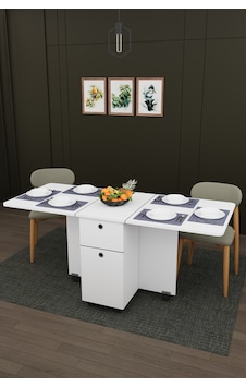 Lüks Katlanır Mutfak Yemek Masası %100 Mdf Pratik Çekmeceli Çalışma Masası Km99 Beyaz Lüks Katlanır Mutfak Yemek Masası %100 Mdf Pratik Çekmeceli Çalışma Masası Km99 Beyaz