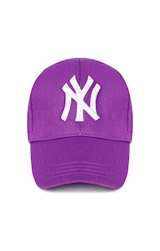 Unisex Mor Renk Beyaz Logo Beyzbol Ny New York Şapka - Unisex Mor